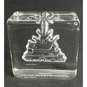 Crystal Paperweight 3D Subsurface Philips Petroleum Company Norway 12 oz Square